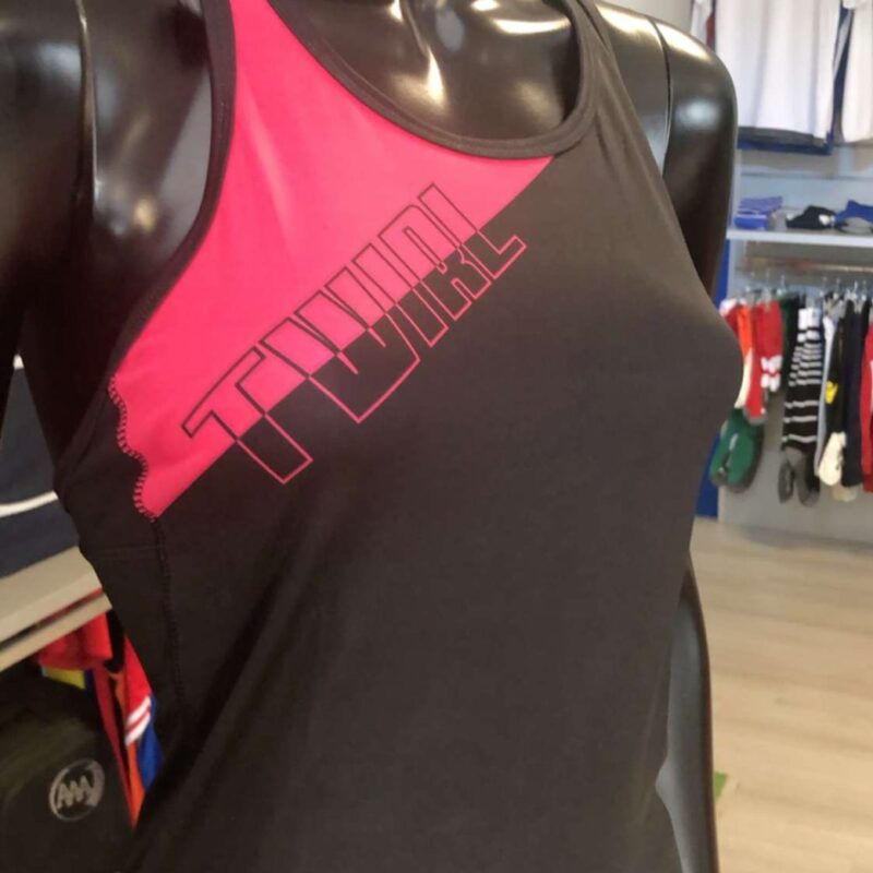 DEBARDEUR TOP fushia noir DOS FICELLE