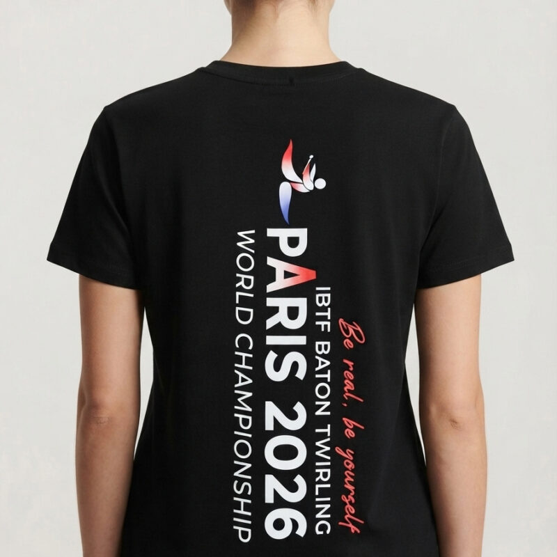 TEE SHIRT LOGO MONDIAL 2026 VERTICAL AU DOS NOIR OU BLANC
